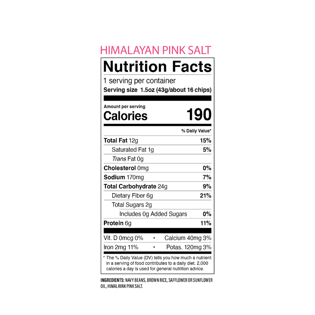 Himalayan Pink Salt chips nutrition facts per 1.5oz 