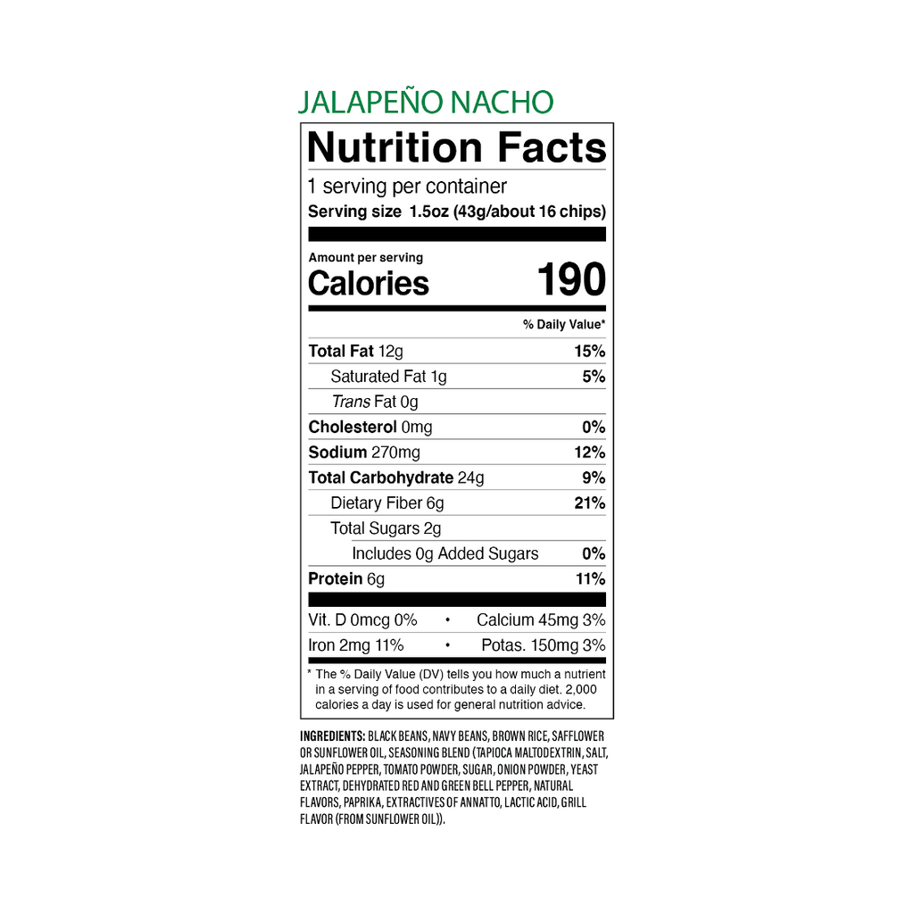 Jalapeno Nacho chips nutrition facts per 1.5oz