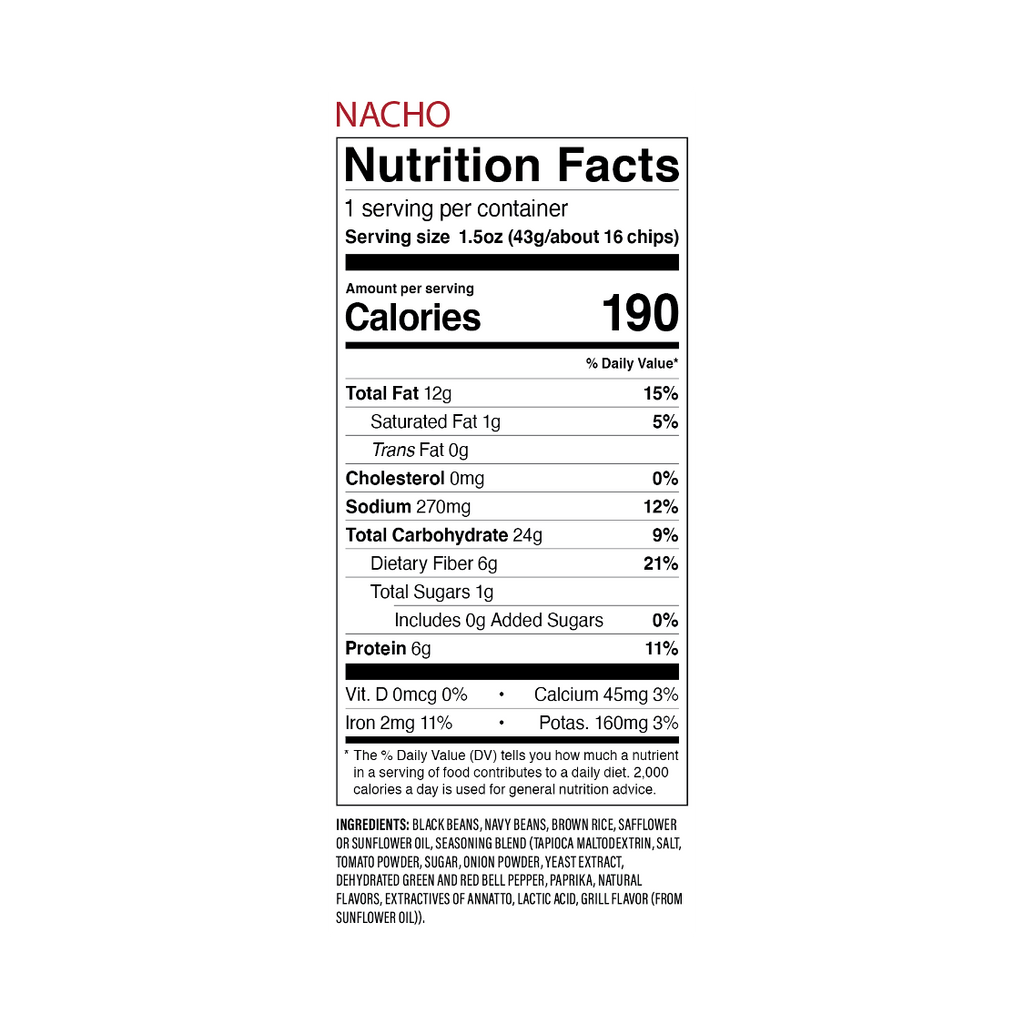 Nacho chips nutrition facts per 1.5oz
