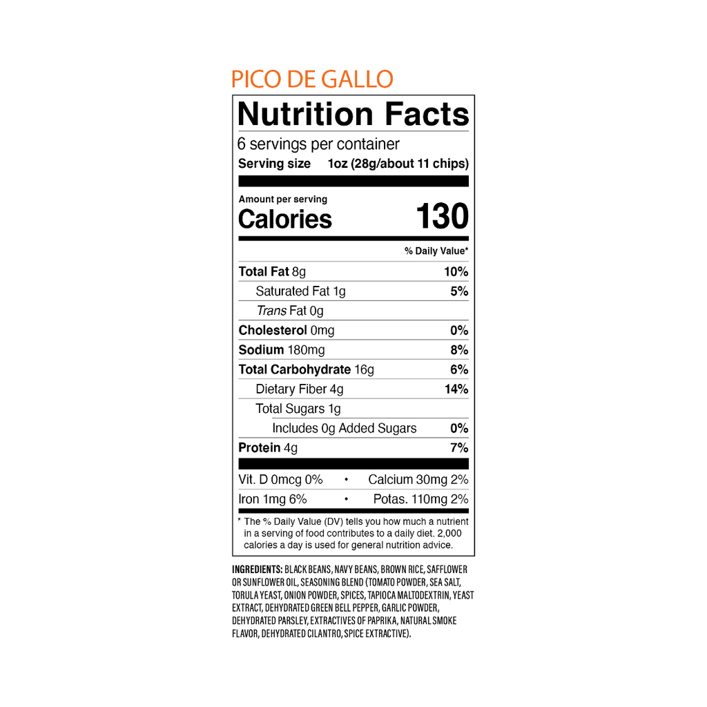 Pico de Gallo chips nutrition facts per 1oz